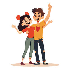 Hand drawn illustration for the International Friendship Day celebration, vector Friends On a white background