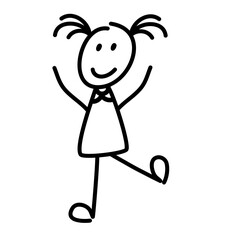 Stick woman in variouse poses and expression hand drawn 