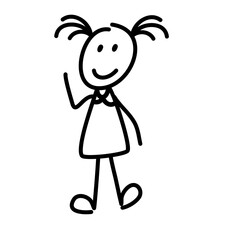 Stick woman in variouse poses and expression hand drawn 