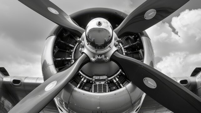 Aircraft propellers photographed from a square angle