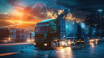 Trucks with cargo, shipping concept