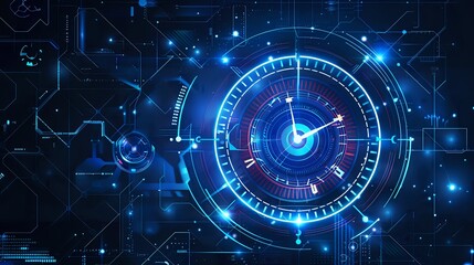 Glowing Circuit Board Clock with Blue and Red Lights