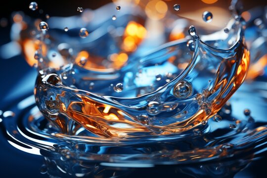 a close up of water splashing on a blue background