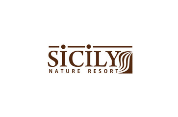abstract business logo design, nature resort, sicily, brown logo. vector