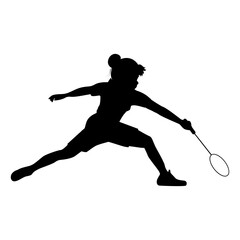 Silhouette Of Grirl Playing Badminton