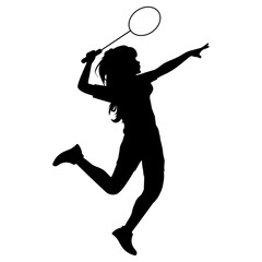 Silhouette Of Grirl Playing Badminton