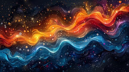 Obraz premium Abstract Wavy Pattern with Glowing Lights