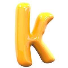 k Font Yellow Color 3D Render