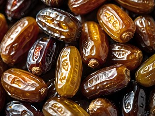 dates close up. date palm background. Date palm on a traditional craftsman market.Horizontal image.