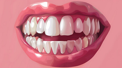 Naklejka premium Illustration of teeth and gums The chewing component of human food intake