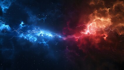 Naklejka premium Abstract Painting: Vibrant Collision of Blue and Red