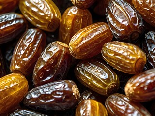 dates close up. date palm background. Date palm on a traditional craftsman market.Horizontal image.