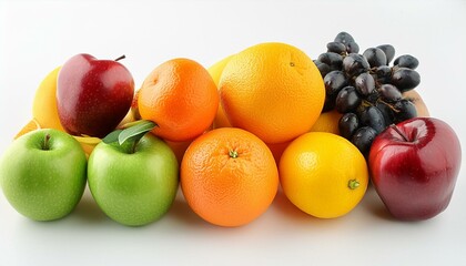 Mix fruits and berries isolated on white background 