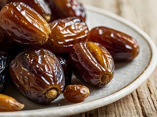 dates close up. date palm background. Date palm on a traditional craftsman market.Horizontal image.