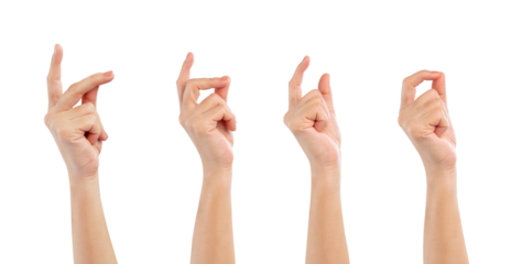 Female hand showing snapping his fingers against isolated on white background, clipping path.