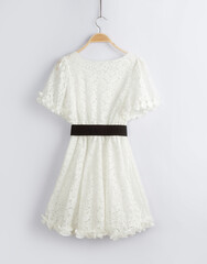 Women's white lace short sleeved dress
