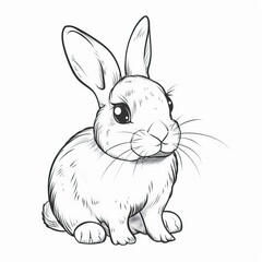 Obraz premium Cute bunny rabbit outline sketch vector illustration