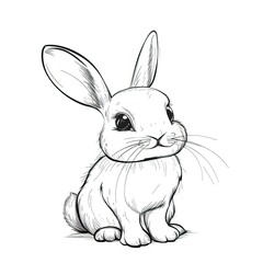 Fototapeta premium Cute bunny rabbit outline sketch vector illustration