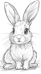 Obraz premium Cute bunny rabbit outline sketch vector illustration