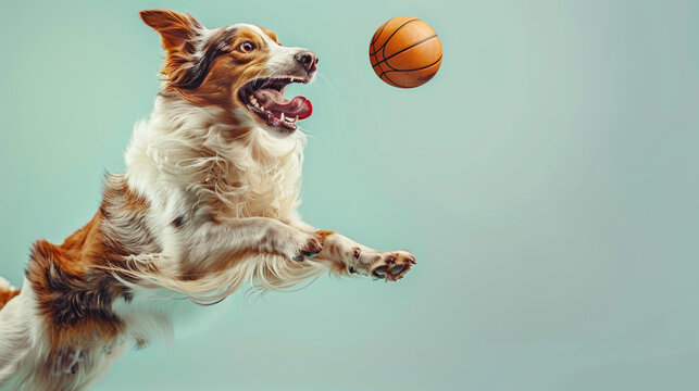 Happy Dog Jumping for Basketball