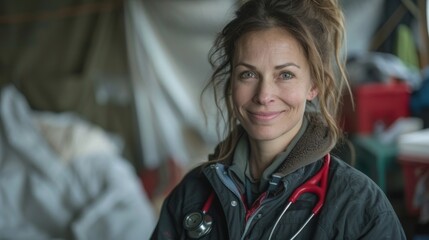 Compassionate Doctor Providing Healthcare Services at Homeless Shelter