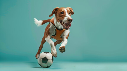 Dog Playing Soccer with a Happy Expression
