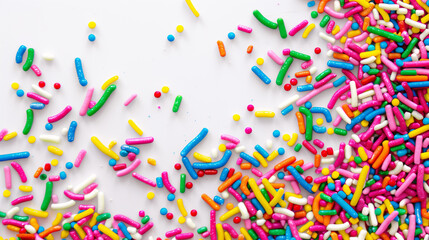 rainbow sprinkles on white background 