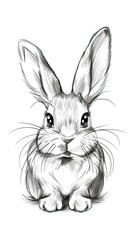 Fototapeta premium Easter bunny hand drawn, face of rabbits. Ears and muzzle with whiskers, paws. Vector illustration Cute bunny rabbit outline sketch vector illustration