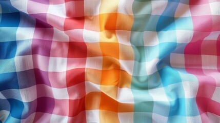 Gingham check pattern in cheerful colors. Plaid pattern