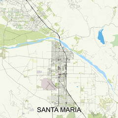 Fototapeta premium Santa Maria, California, USA map poster art