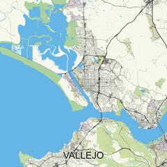 Vallejo, California, USA map poster art