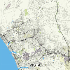 Vista, California, USA map poster art