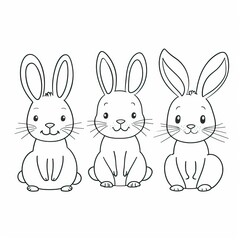 Fototapeta premium Easter bunny set in simple one line style
