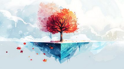 trees of many seasons, wallpaper, the beauty of trees in different weather conditions