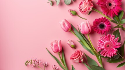 Background for Mother s Day with fresh flowers and space for text © AkuAku