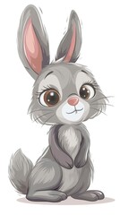 Fototapeta premium Funny bunny or baby rabbit fur gray with long ears is standing