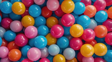 Colorful plastic balls in game center from above A place to mimic