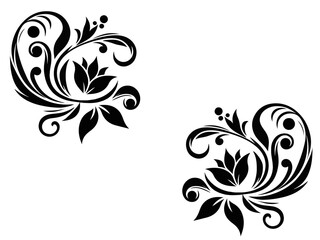 Floral design vector art silhouette