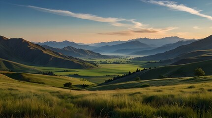 Obraz premium A picturesque valley background with a wide area.generative.ai 