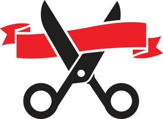 Grand opening icon, ribon cutting icon