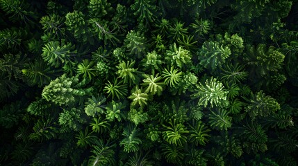 Fototapeta premium Aa dense green forest. The image captures the intricate details in the tree foliage and branches, creating a visually appealing representation of nature's beauty.