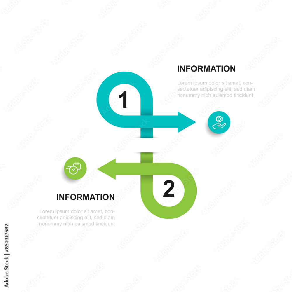 Fototapete Modern template infographic vector element with 2 step process suitable for web presentation and business information