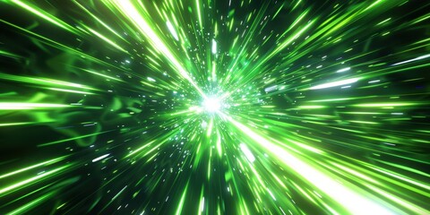 Abstract Green Light Streaks Background