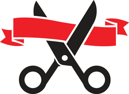 Grand opening icon, ribon cutting icon