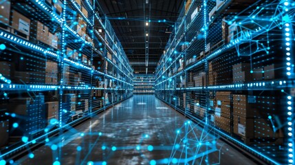 AI-powered warehouse management system optimizes inventory tracking with bar code scanning integration.