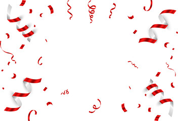 Ribbons with transparent background. Celebration confetti, sale banner illustration,