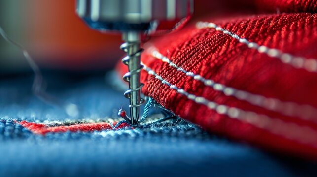Close-up photograph of an embroidered sports cap design