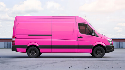 Hot pink van mockup template for eye-catching advertising designs