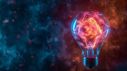 Creative bulb lamp glowing with vibrant hues, symbolizing innovative brainstorming and transformative ideas powered by generative AI.