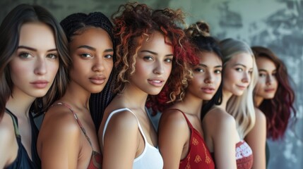 Fototapeta premium Diverse women portrait, natural beauty, glowing skin